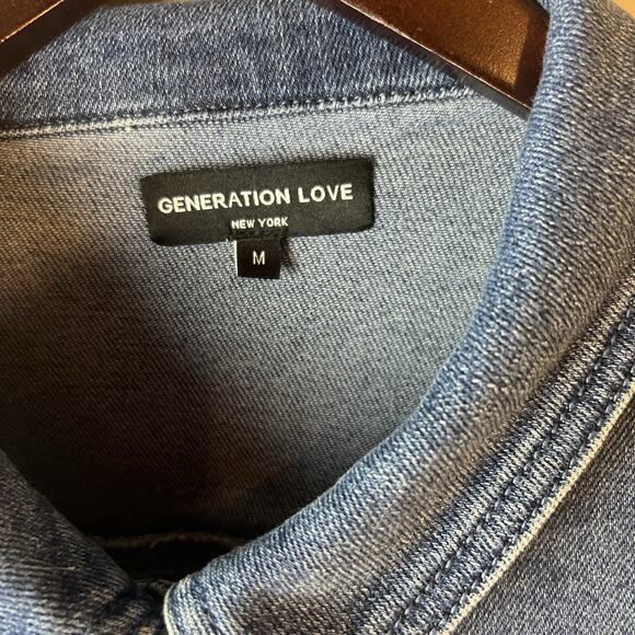 Generation Love Denim Jacket M Puff Sleeve Raw Hem - Picture 4 of 11